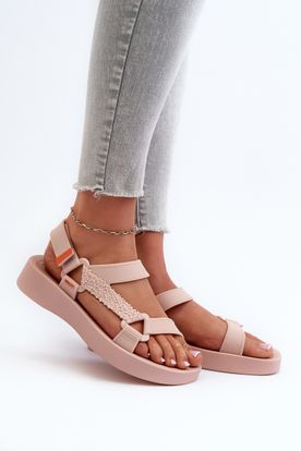 Ružové dámske voňavé sandále so zapínaním na suchý zips