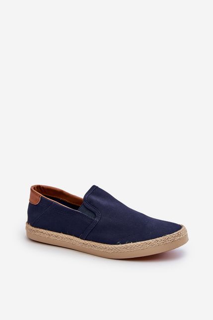 Pánske tmavomodré textilné espadrilky typu slip-on