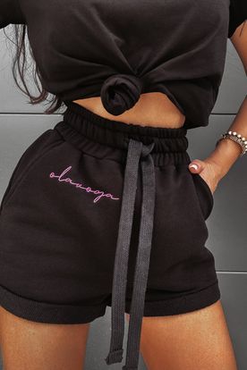 Ola Voga dámske šortky s elastickým pásom v čiernej farbe