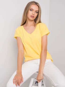 Svetložlté bavlnené tričko s výstrihom