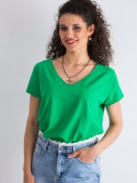 Zelené bavlnené tričko s výstrihom